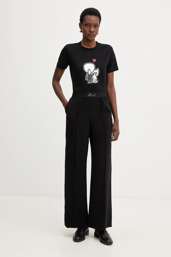 Karl Lagerfeld t-shirt bawełniany IKON B1W17038 czarny SS26