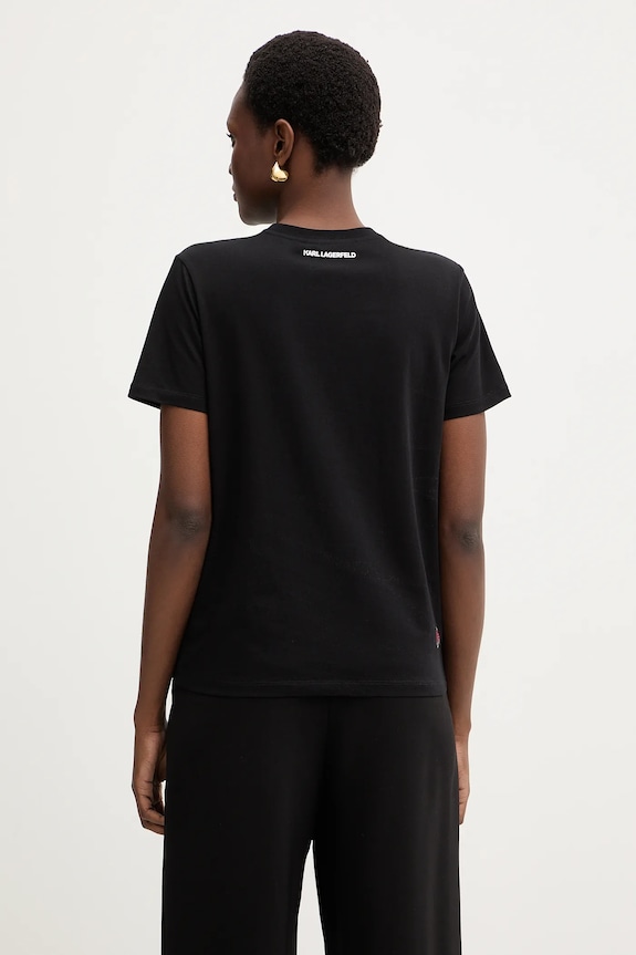 Odzież Karl Lagerfeld t-shirt bawełniany IKON B1W17038 czarny