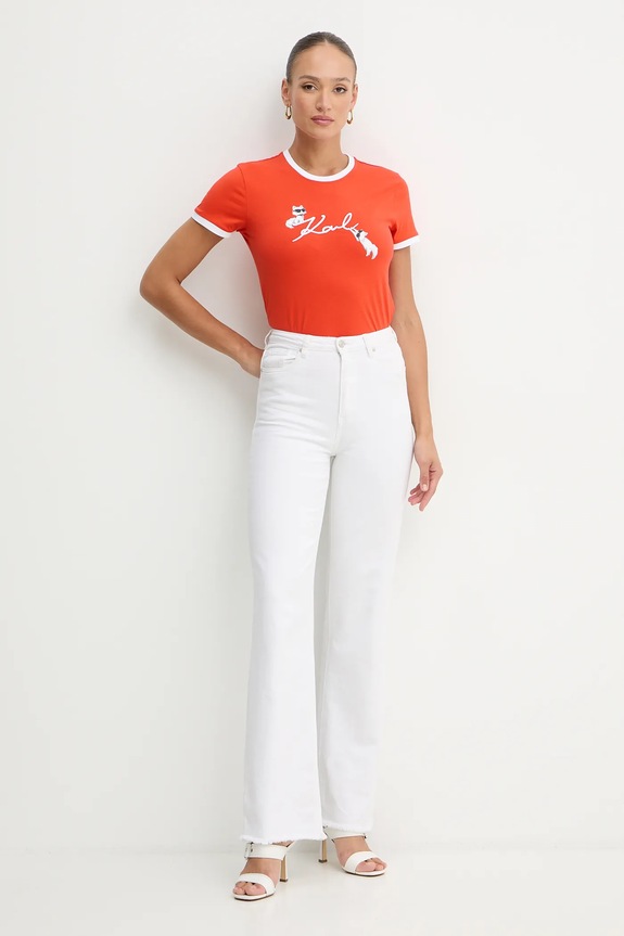 Karl Lagerfeld t-shirt bawełniany IKON B1W17040 pomarańczowy SS26