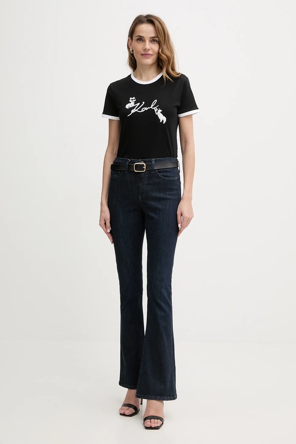 Хлопковая футболка Karl Lagerfeld IKON B1W17040 чёрный SS26