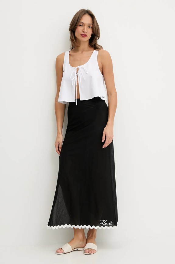 Bavlnený plážový top Karl Lagerfeld B1W46024 biela SS26