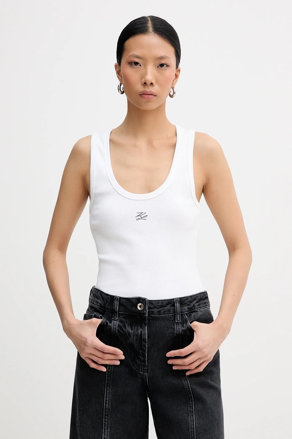Karl Lagerfeld top z elastanem biały B1W17015