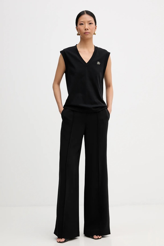 Karl Lagerfeld top din bumbac B1W17012 negru SS26