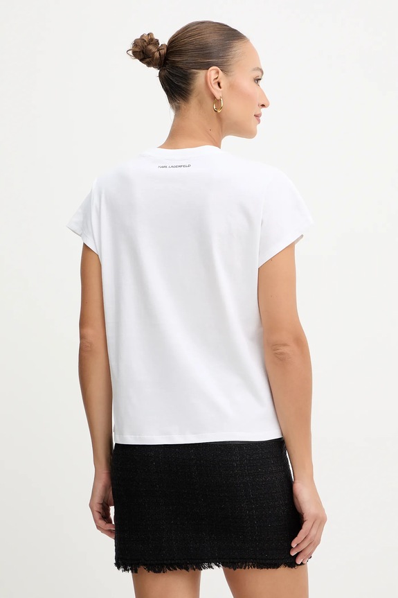 Ρούχα Βαμβακερό μπλουζάκι Karl Lagerfeld B1W17032 λευκό