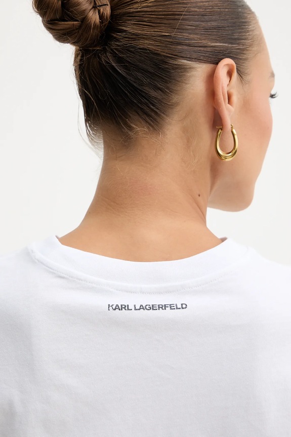 Βαμβακερό μπλουζάκι Karl Lagerfeld B1W17032 λευκό