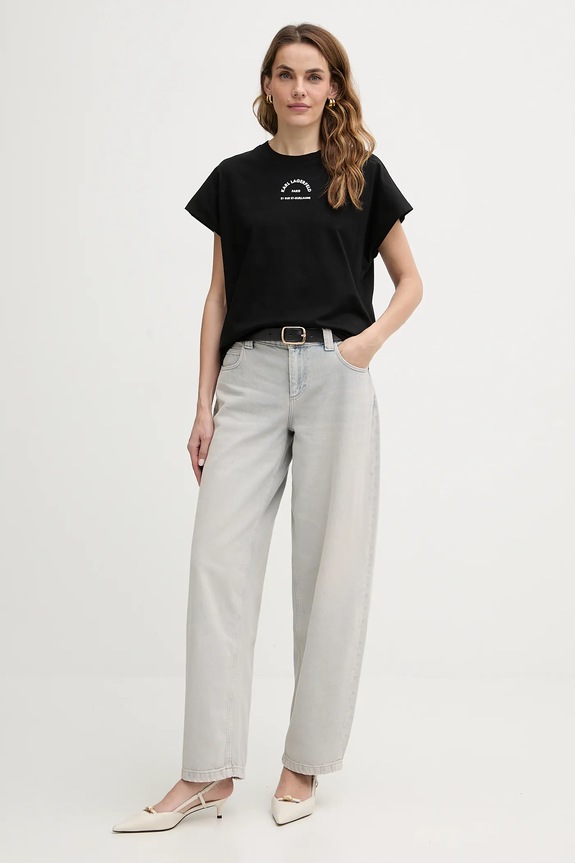 Бавовняна футболка Karl Lagerfeld B1W17032 чорний SS26