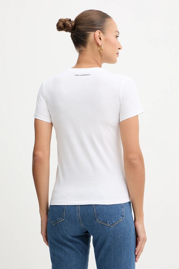 Ρούχα Βαμβακερό μπλουζάκι Karl Lagerfeld B1W17033 λευκό