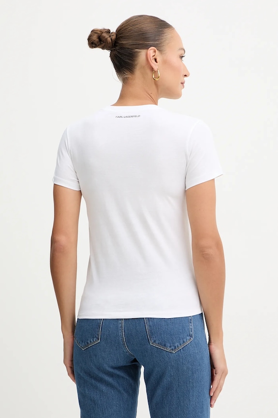 Ρούχα Βαμβακερό μπλουζάκι Karl Lagerfeld B1W17033 λευκό