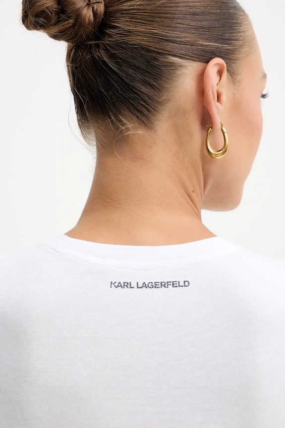 Βαμβακερό μπλουζάκι Karl Lagerfeld B1W17033 λευκό