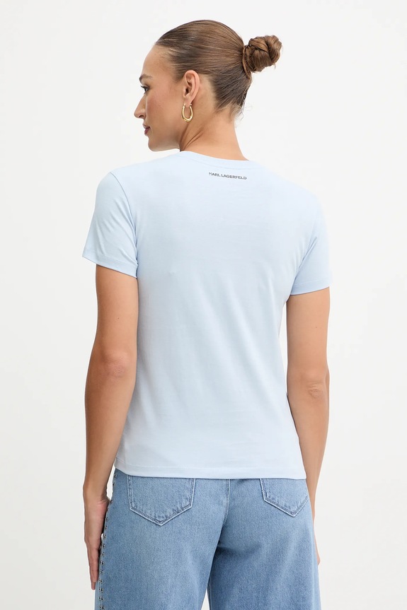 Ρούχα Βαμβακερό μπλουζάκι Karl Lagerfeld B1W17033 μπλε