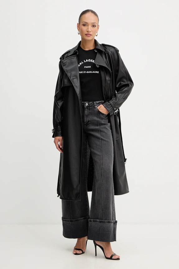 Βαμβακερό μπλουζάκι Karl Lagerfeld B1W17033 μαύρο SS26
