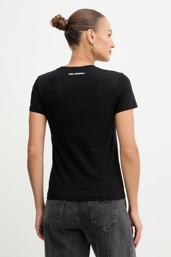 Ρούχα Βαμβακερό μπλουζάκι Karl Lagerfeld B1W17033 μαύρο