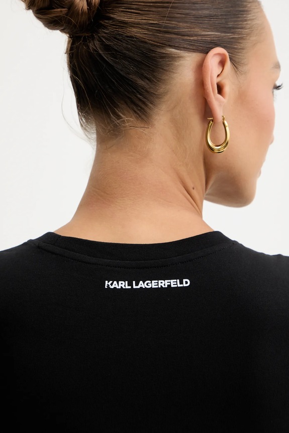 Βαμβακερό μπλουζάκι Karl Lagerfeld B1W17033 μαύρο