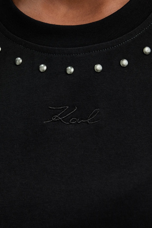 Karl Lagerfeld pamut póló B1W17088 fekete