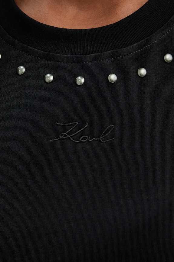 Karl Lagerfeld pamut póló B1W17088 fekete