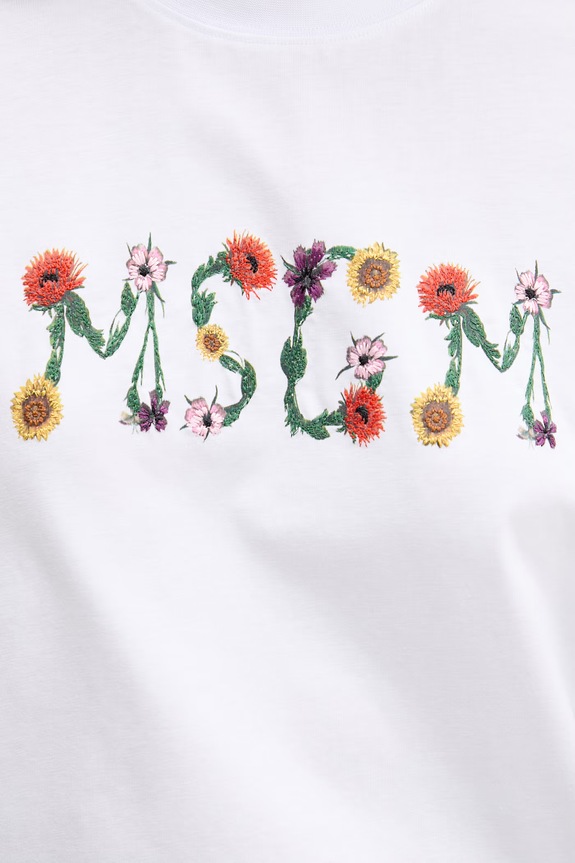 Bavlněné tričko MSGM 4041MDM124N.267002 bílá