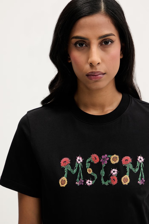 Bavlněné tričko MSGM černá 4041MDM124N.267002