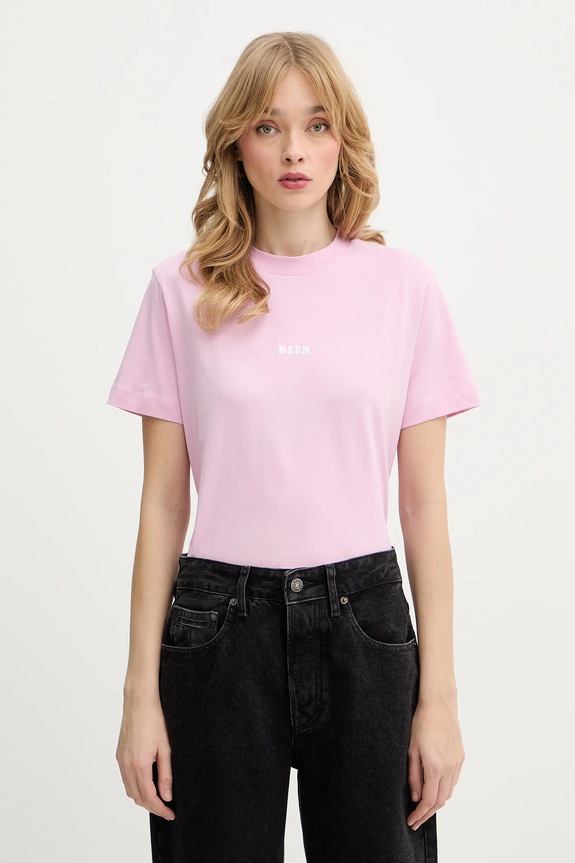 MSGM t-shirt bawełniany bawełna różowy 4041MDM500.267002