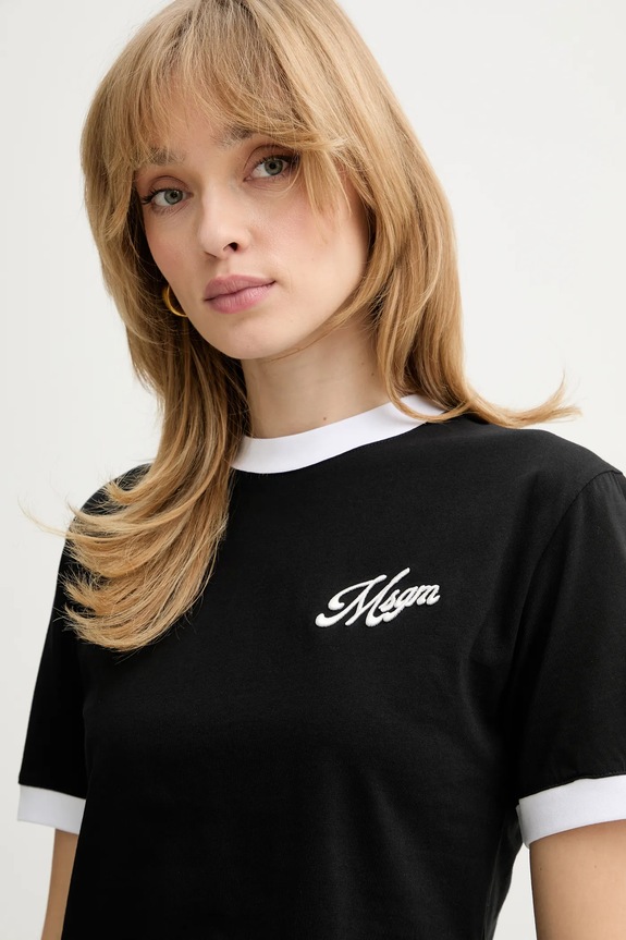 Bavlněné tričko MSGM černá 4041MDM112D.267002
