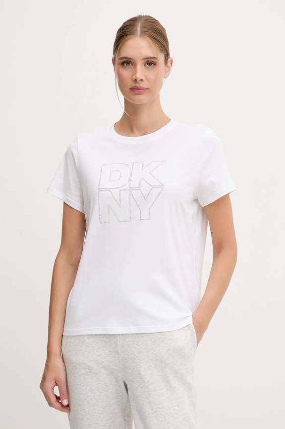 Pamučna majica Dkny pamuk bijela DP6T1533