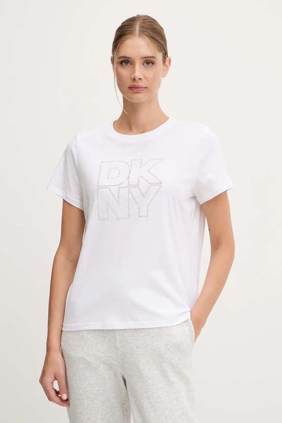 Pamučna majica Dkny pamuk bijela DP6T1533
