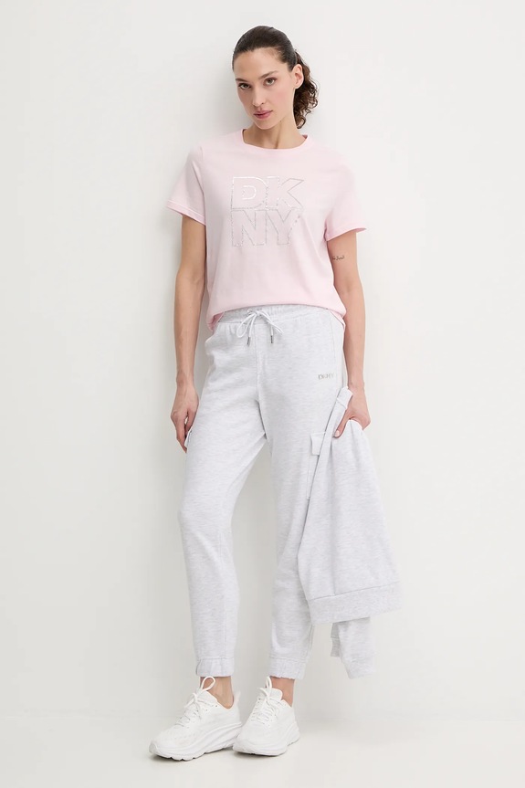 Bavlnené tričko Dkny DP6T1533 ružová SS26