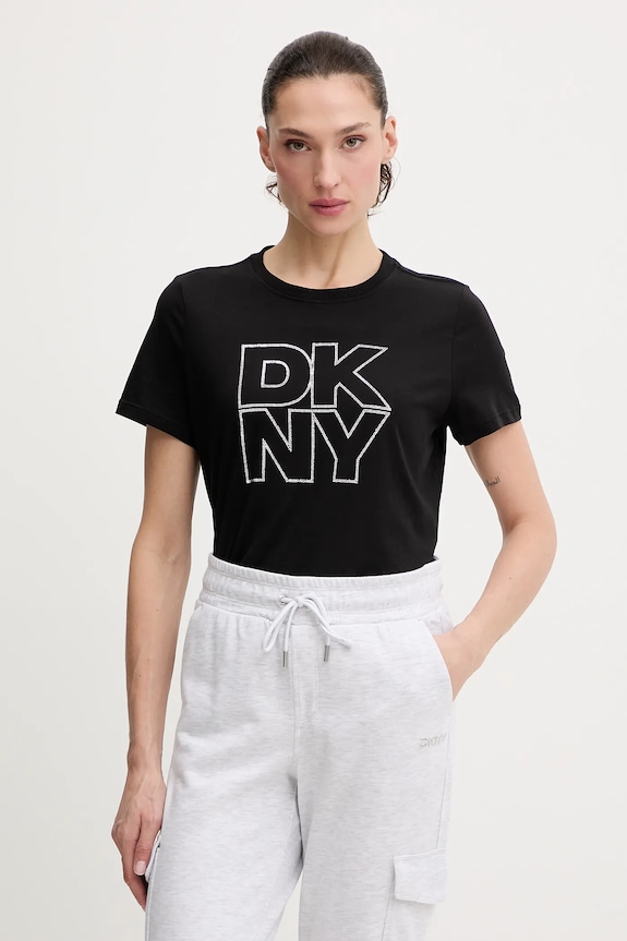 Bavlnené tričko Dkny nášivka čierna DP6T1533