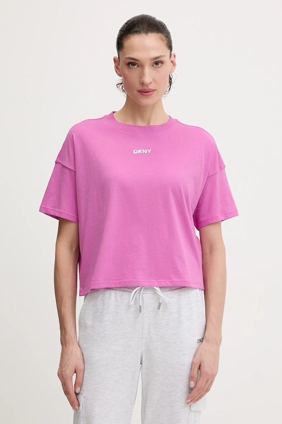 DKNY női pamut póló felső pamut lila DP6T1662