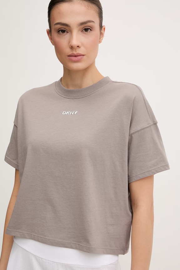 DKNY T-shirt damski bawełniany beżowy DP6T1662