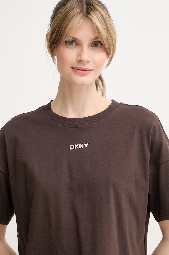 DKNY T-shirt damski bawełniany brązowy DP6T1662