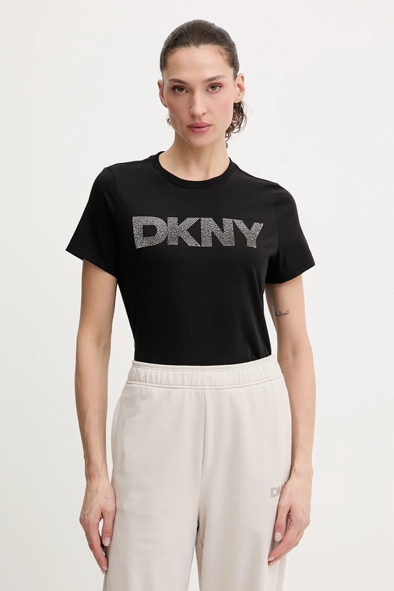 Bavlnené tričko Dkny nášivka čierna DP6T1557