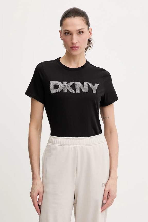 Bavlnené tričko Dkny nášivka čierna DP6T1557