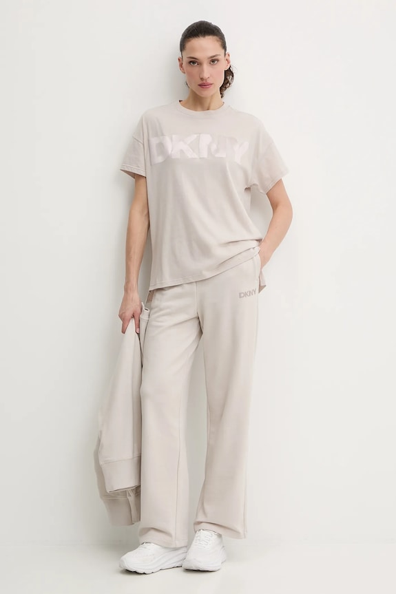 Bavlnené tričko Dkny DP6T1534 béžová SS26