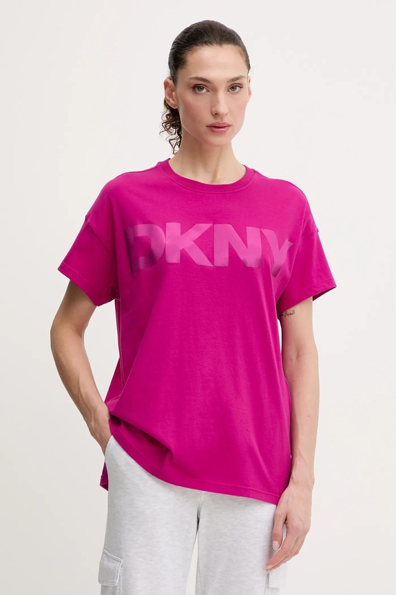 Bavlnené tričko Dkny relaxed ružová DP6T1534