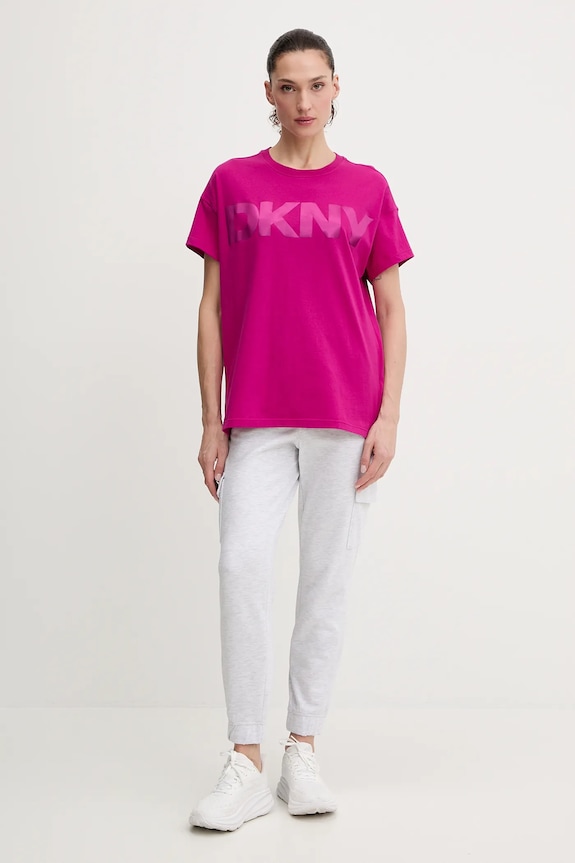 Bavlnené tričko Dkny DP6T1534 ružová SS26