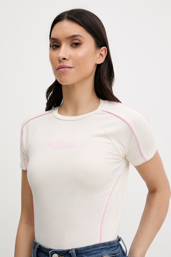 Guess Originals t-shirt beżowy W6RI39.KCBF1
