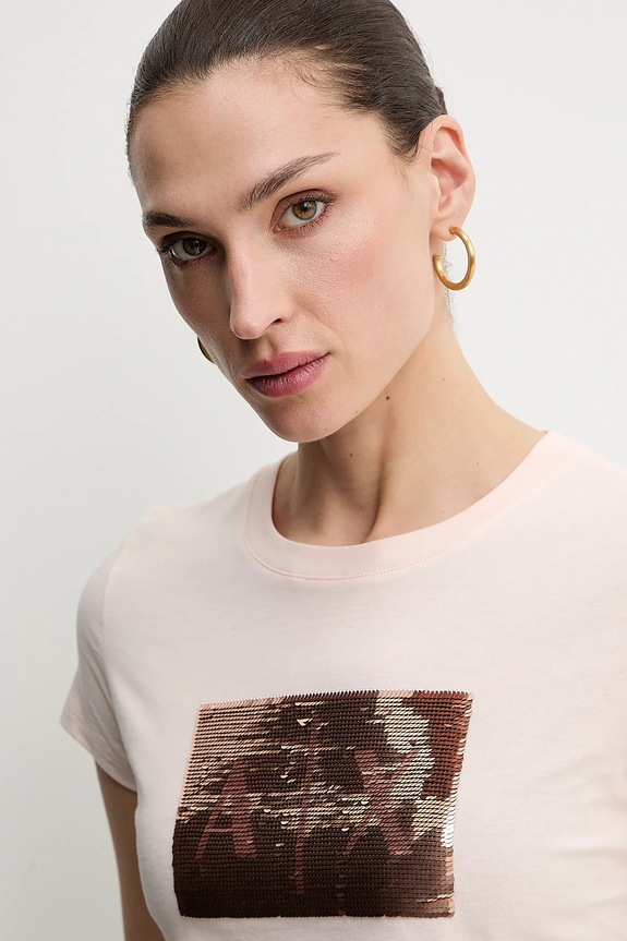 Armani Exchange tricou din bumbac roz 8NYTDL.YJ73Z.