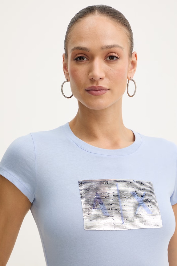 Îmbrăcăminte Armani Exchange tricou din bumbac 8NYTDL.YJ73Z. albastru