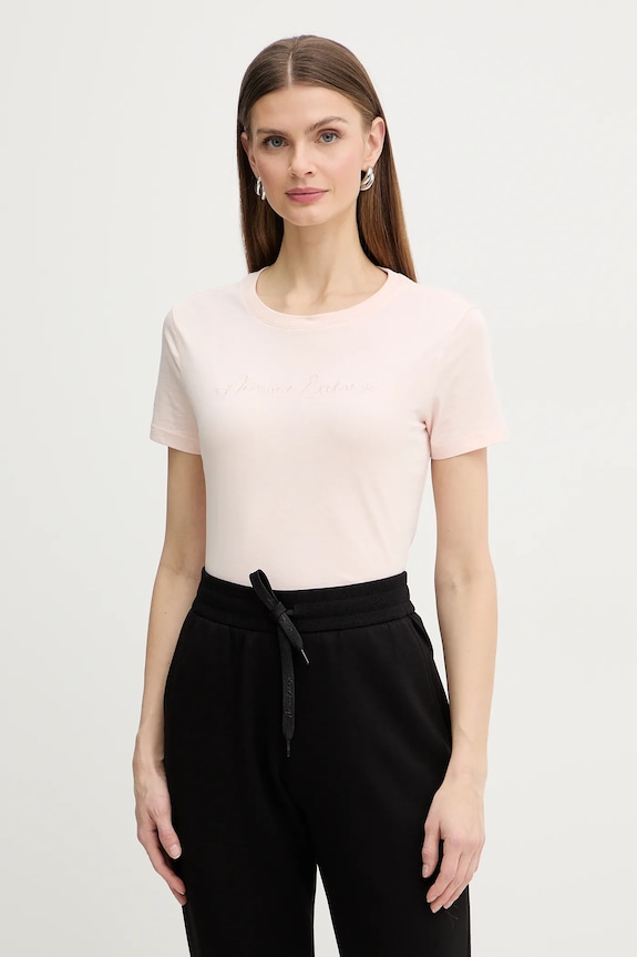 Armani Exchange t-shirt basic damski bawełna różowy XW000839.AF10356.