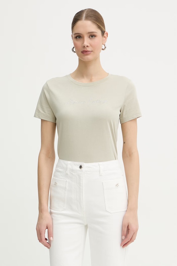 Armani Exchange T-shirt basic damski zielony XW000839.AF10356.