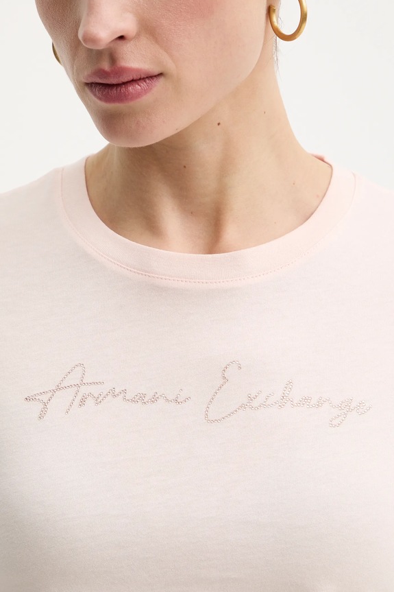 Bavlnené tričko Armani Exchange XW001457.AF10356 ružová