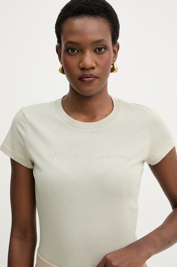 Armani Exchange T-shirt damski bawełniany zielony XW001457.AF10356