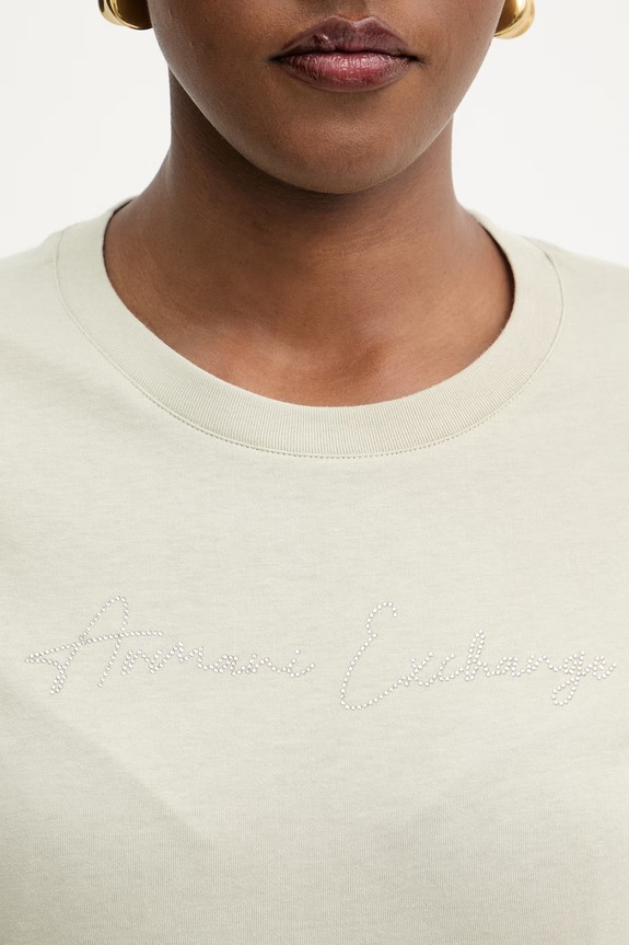 Armani Exchange T-shirt damski bawełniany XW001457.AF10356 zielony