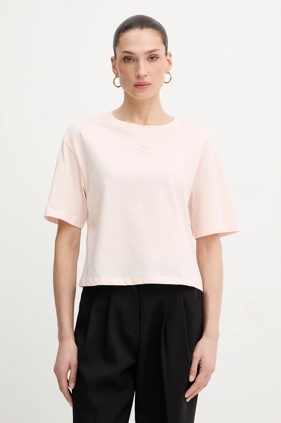 Bavlnené tričko Armani Exchange nášivka ružová XW001836.AF10356