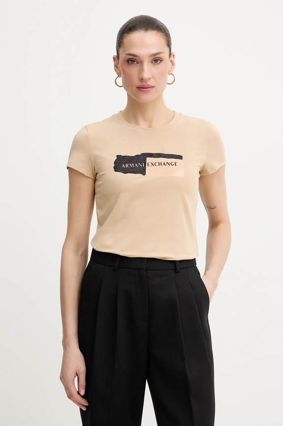 Tričko Armani Exchange potlač béžová XW002841.AF16294