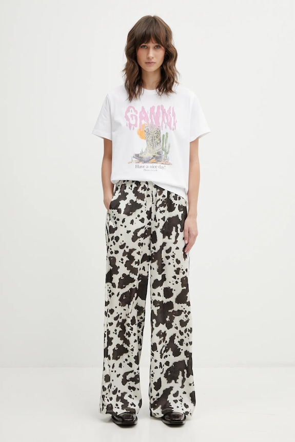 GANNI T-shirt bawełniany damski A1050075 biały
