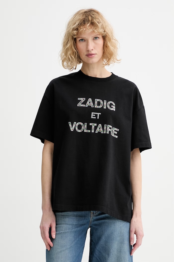 ZADIG&VOLTAIRE t-shirt bawełniany aplikacja czarny JWTS02883