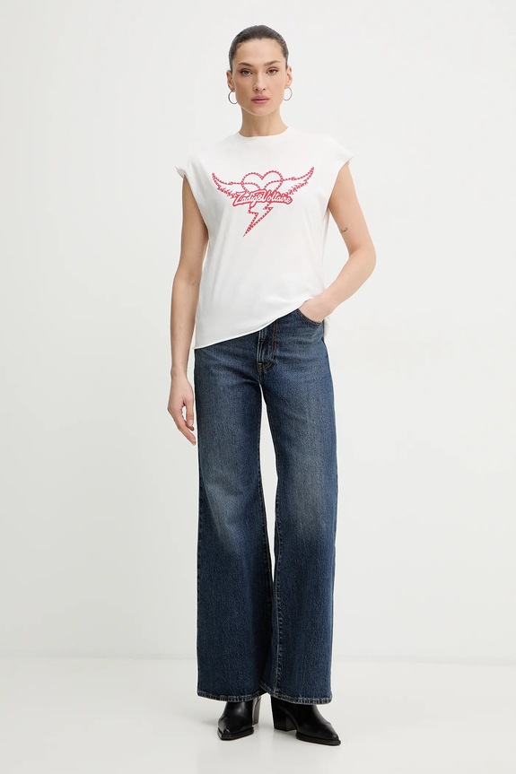 Bavlnený top ZADIG&VOLTAIRE JWTT01280 biela SS26