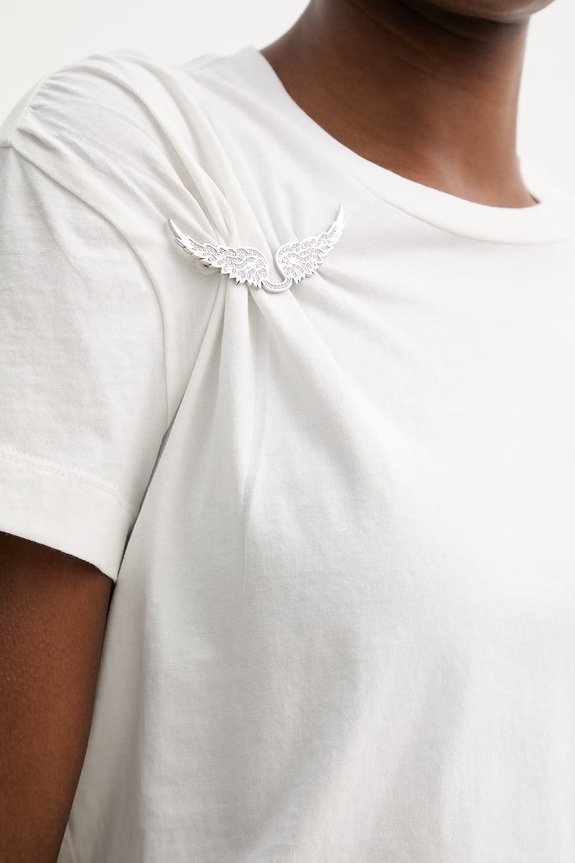 ZADIG&VOLTAIRE t-shirt bawełniany JWTS02871 beżowy
