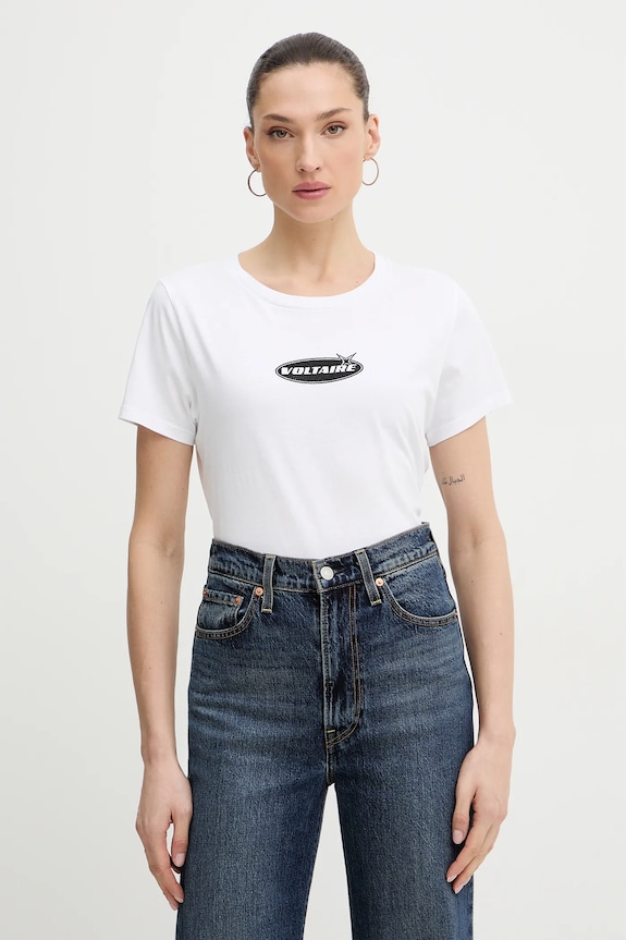 Bavlnené tričko ZADIG&VOLTAIRE potlač biela JWTS02840